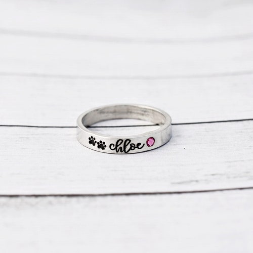 Paw Print Ring Dog Ring Personalized Pet Ring Paw Print Etsy
