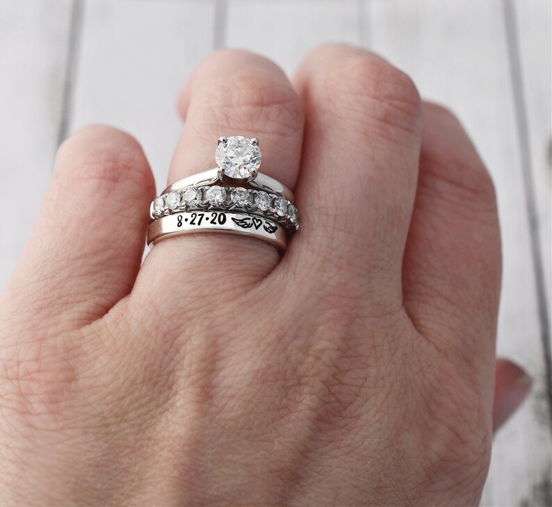 Memorial Ring Date Memorial Jewelry Stacking Ring Etsy
