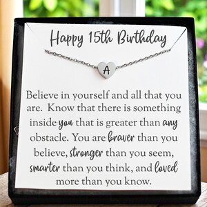 Collar de 15 cumpleaños, regalo para hermana, hija, nieta, ahijada. Collar de corazón personalizado de 15 años para adolescente de 15 años.
