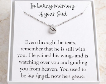 Dad Remembrance Necklace, Dad Memorial Gift, Father Sympathy Gift, Daddy Memorial Gift, Loss of Dad, Angel Wing, Gift for Loss, Grief Gift