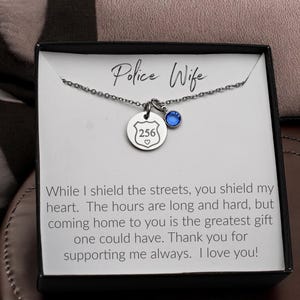 Police Wife Gift, Sterling Silver Necklace, Personalized Badge Number, Custom Made, Thin Blue Line Jewelry, Shield Jewelry, Deputy Wife