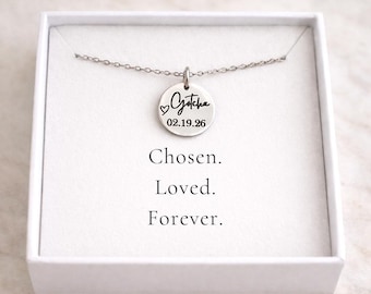 Personalized Adoption Necklace – Gotcha Day Gift, Adoption Date Jewelry