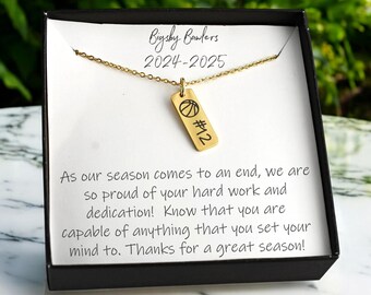 Personalized Basketball Player Necklace, Gift from Coach, Custom Jersey Number, End of Year, Graduation Gift, Bulk Team Gifts