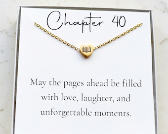 40th Birthday Necklace, 40th Birthday Gift, Personalized Initial Heart Necklace, 40th Birthday Jewelry, 40 year birthday milestone