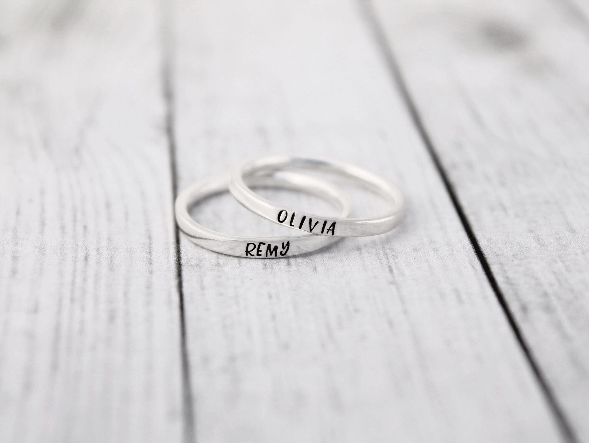Stacking Name Rings Stacked Name Rings 