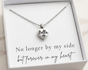 Custom Urn Charm Necklace for Dogs Ashes, Heart Urn Pendant, Personalized Cremation Memorial Urn Jewelry, Pet Loss Gift, Dog Loss