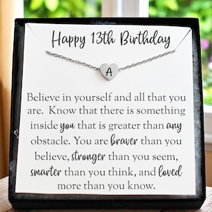 Collar de cumpleaños número 13, regalo para hermana, hija, nieta, ahijada. Collar de corazón personalizado para niña adolescente de 13 años.