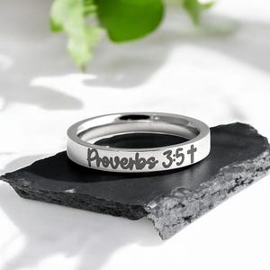 Anillo con versículo bíblico personalizado, plata, oro, oro rosa, joya con versículo bíblico favorito, anillo con cruz, regalo inspirador