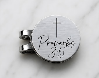 Custom Bible Verse Golf Ball Marker, Christian Golf Gift for Men,  Personalized Scripture Golf Hat Clip, Faith Based Golf Gift