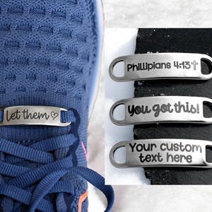 Running Shoe Tags, Runner Gift, Marathon Run Shoe Charm, Laser Engraved Shoe Bars, Girls Track Team Gift, Running Group Gift, Jogger Gift