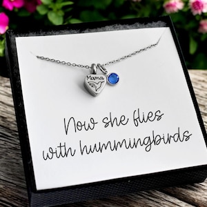 Cremation Jewelry, Urn Necklace, Personalized Memorial Necklace, Necklace for Ashes, Keepsake, Remembrance, Mom Dad Loss, Hummingbird Urn