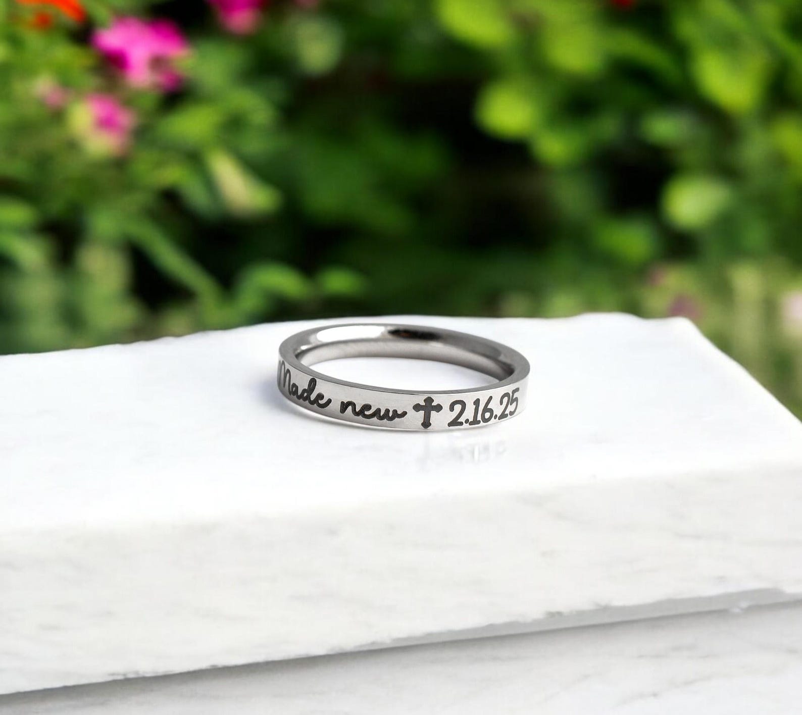 Baptism Date Ring, Silver, Rose, Gold, Christian Ring, Stacking Ring ...