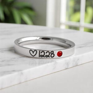 Firefighter - Stacking Ring - Badge Number - Wife - Thin Red Line - Fire Dept - Jewelry - Dainty - Skinny Ring - Stackable - Gift