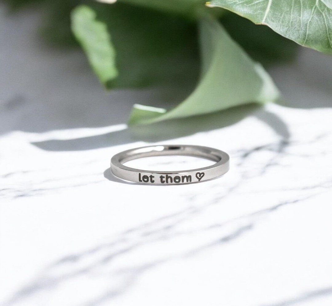 Ring Motivation Let Them Ring, Motivational Gift, Mental Health Gift, Skinny Stackable ...