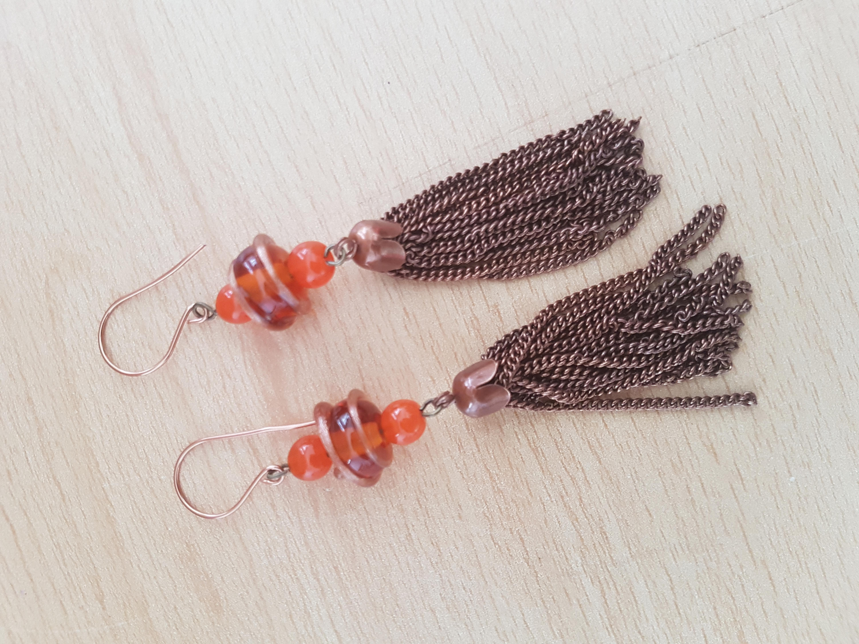 Dangly Lampwork Glass Earrings Lampwork Tassel Earrings - Etsy UK