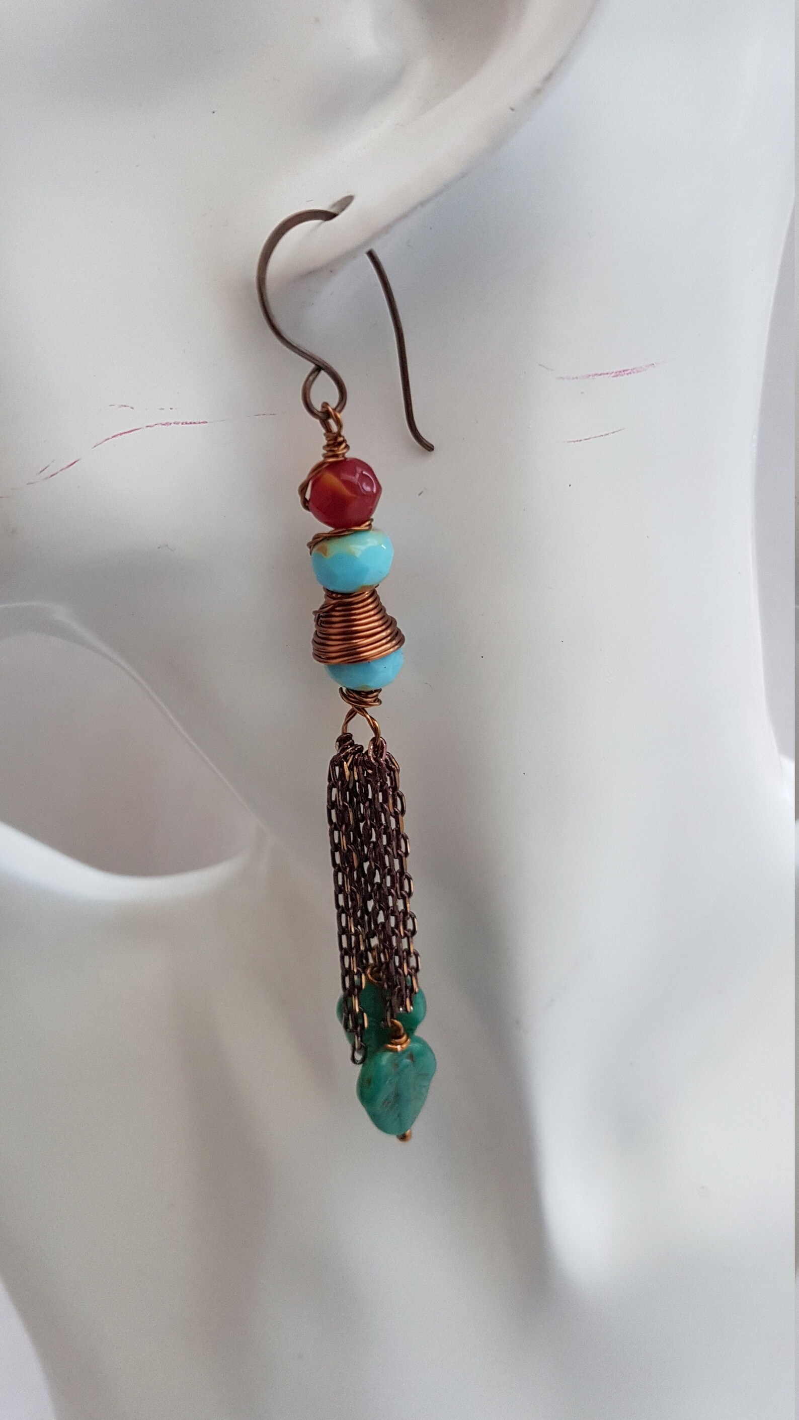 Turquoise Colour Earring Lamp Work Earring Dangle Earring Etsy UK