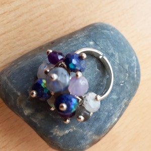 Quarz-Ring, Edelstein-Ring, Silberring, erweiterbar Ring, weiblicher Ring, Handgemachter Schmuck, blauer Stein-Ring, weiße Stein ring, Geschenk für sie