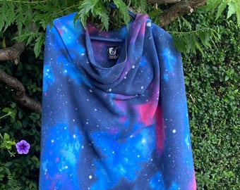 Fleece Wrap, cape, Galaxy print, warm gift for her, winter gift for him