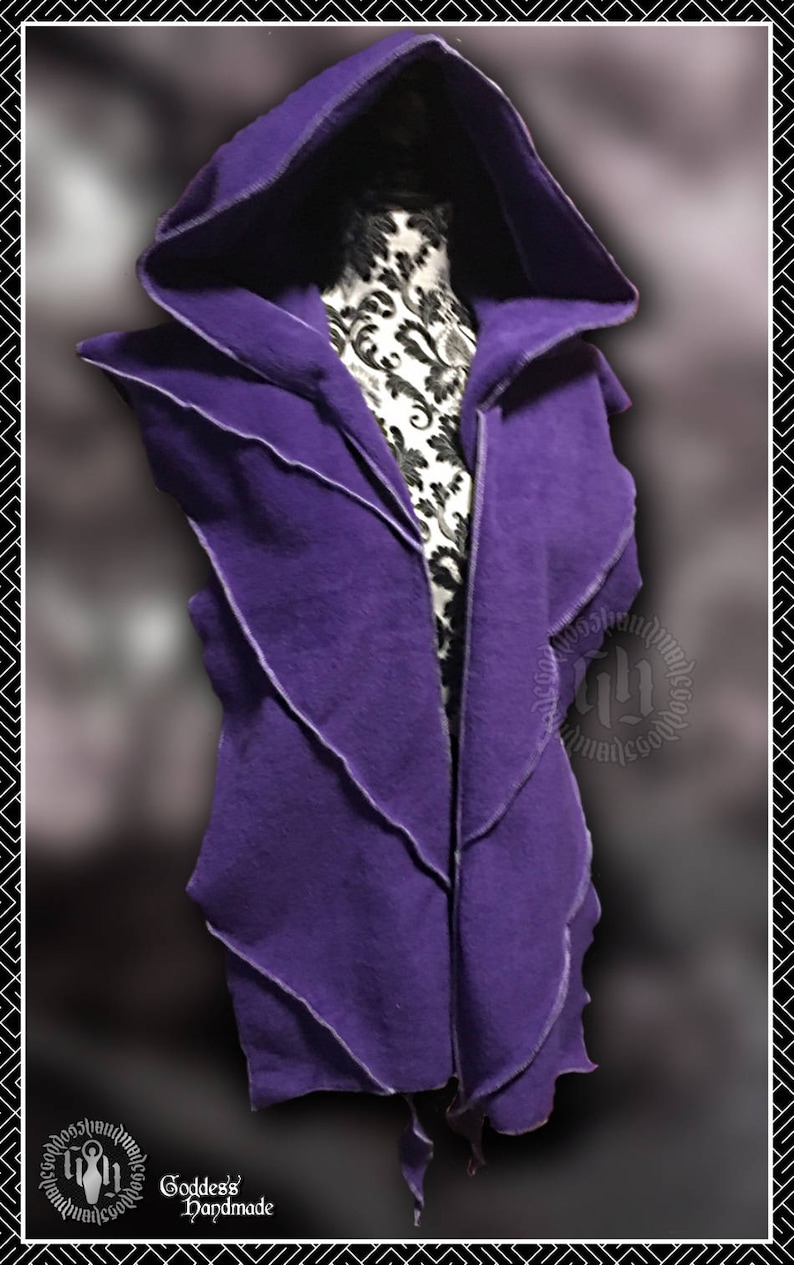 Post Apocalyptic Pixie, Hooded wrap/muffler with pixie point hems, polar fleece image 7