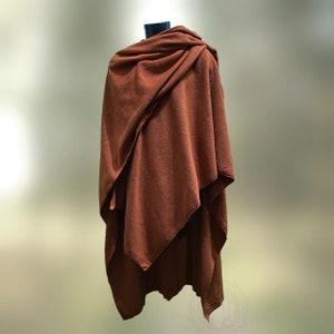 Fleece wrap, rust, cape, with hood ready to ship image 1