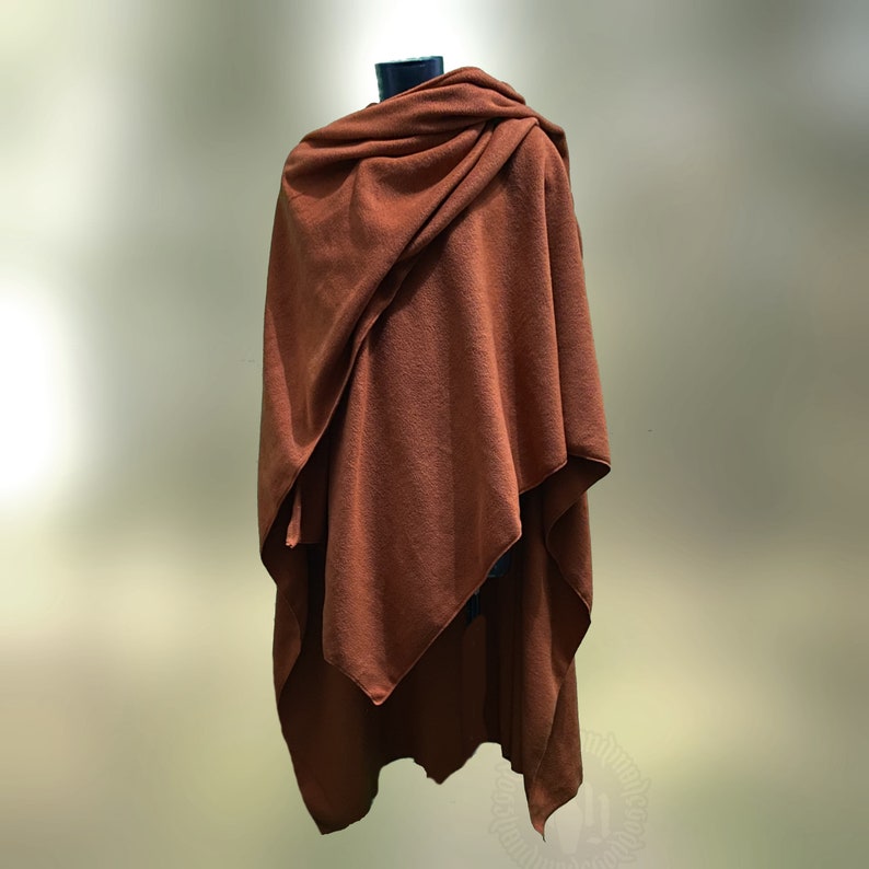 Fleece wrap, rust, cape, with hood ready to ship image 1