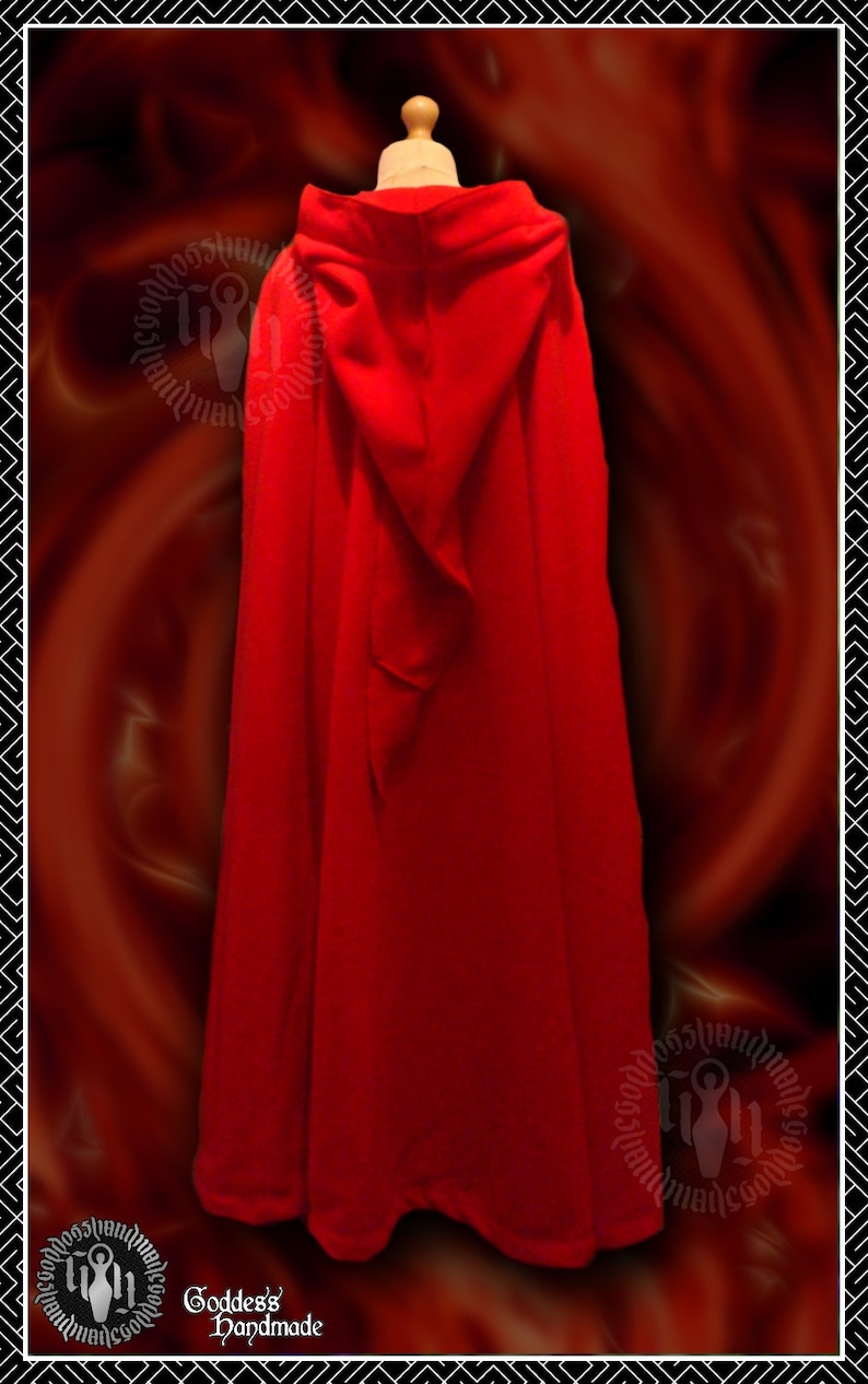 Ritual Cloak, Cape, Polar Fleece, Witch, Pagan, Druid, Wicca, Handfasting, LOTR, Ren Fayre, LARP, Medieval Scarlet