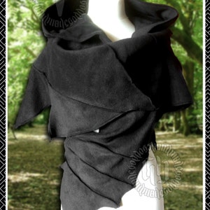 Post Apocalyptic Pixie, Hooded wrap/muffler with pixie point hems, polar fleece image 5