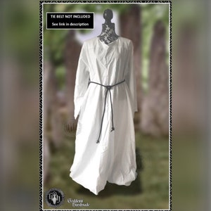 Plain cotton robe, ritual robes, alb, shift, druid, wicca, witch, medieval, monk, Wickerman, High Priest, High Priestess, vestments White