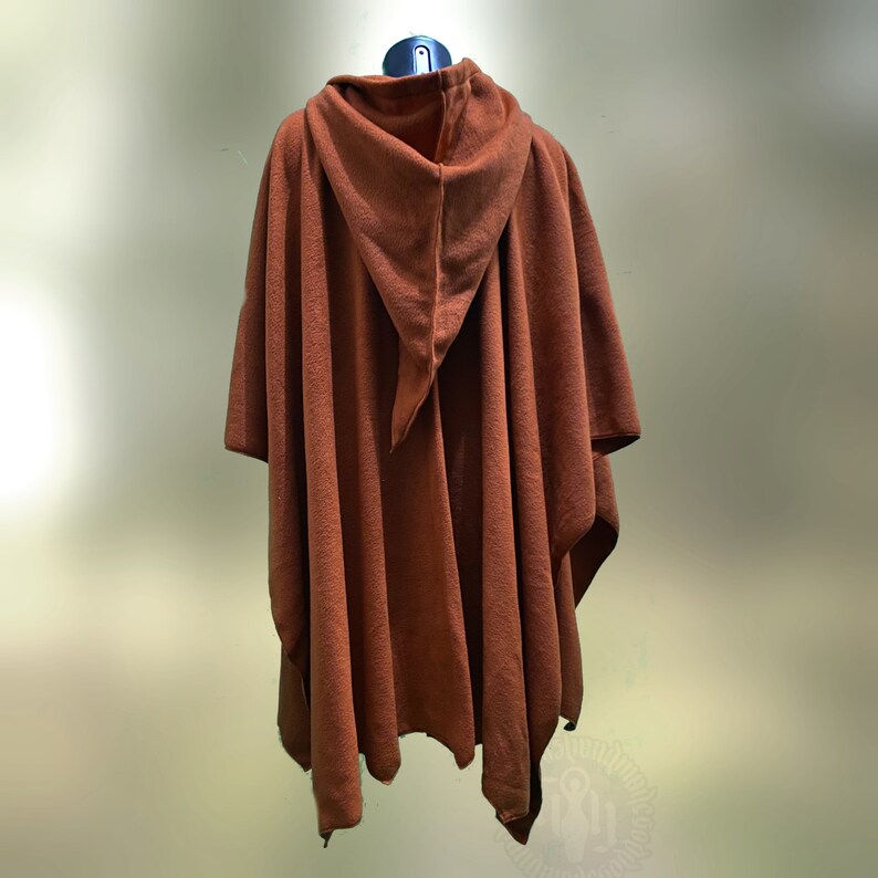 Fleece wrap, rust, cape, with hood ready to ship image 2