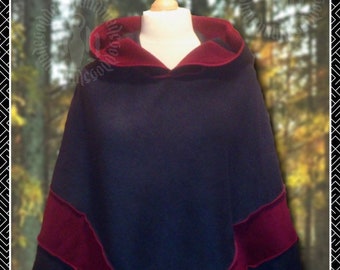 Hooded Poncho, cape, polar fleece, pixie hood or short rounded hood, unisex, festivals, woodland, casual
