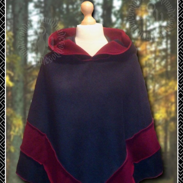 Hooded Poncho, cape, polar fleece, pixie hood or short rounded hood, unisex, festivals, woodland, casual