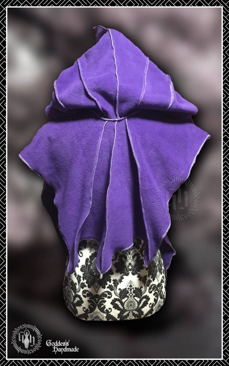 Post Apocalyptic Pixie, Hooded wrap/muffler with pixie point hems, polar fleece image 8