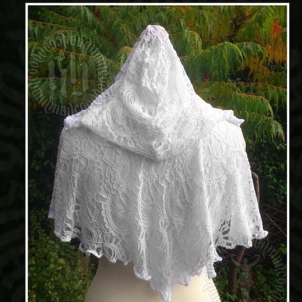 Hooded Lace Capelet,Shawl, Victorian, Steampunk, Gothic, Elven, Faerie, samhain