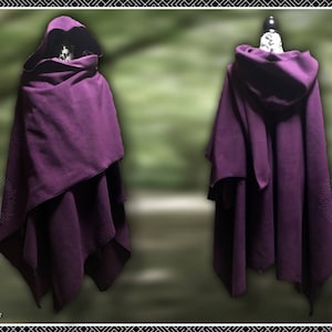 Pixie Hooded Wrap, Cape with Witchy/Scalloped Hem in warm polar fleece