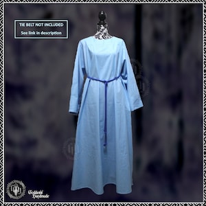 Plain cotton robe, ritual robes, alb, shift, druid, wicca, witch, medieval, monk, Wickerman, High Priest, High Priestess, vestments Sky blue