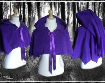 Hooded Capelet, Shoulder Wrap, Mantle, Polar Fleece, Medieval, Renaissance, Festival, Gothic