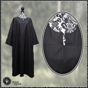Plain cotton robe, ritual robes, alb, shift, druid, wicca, witch, medieval, monk, Wickerman, High Priest, High Priestess, vestments Black