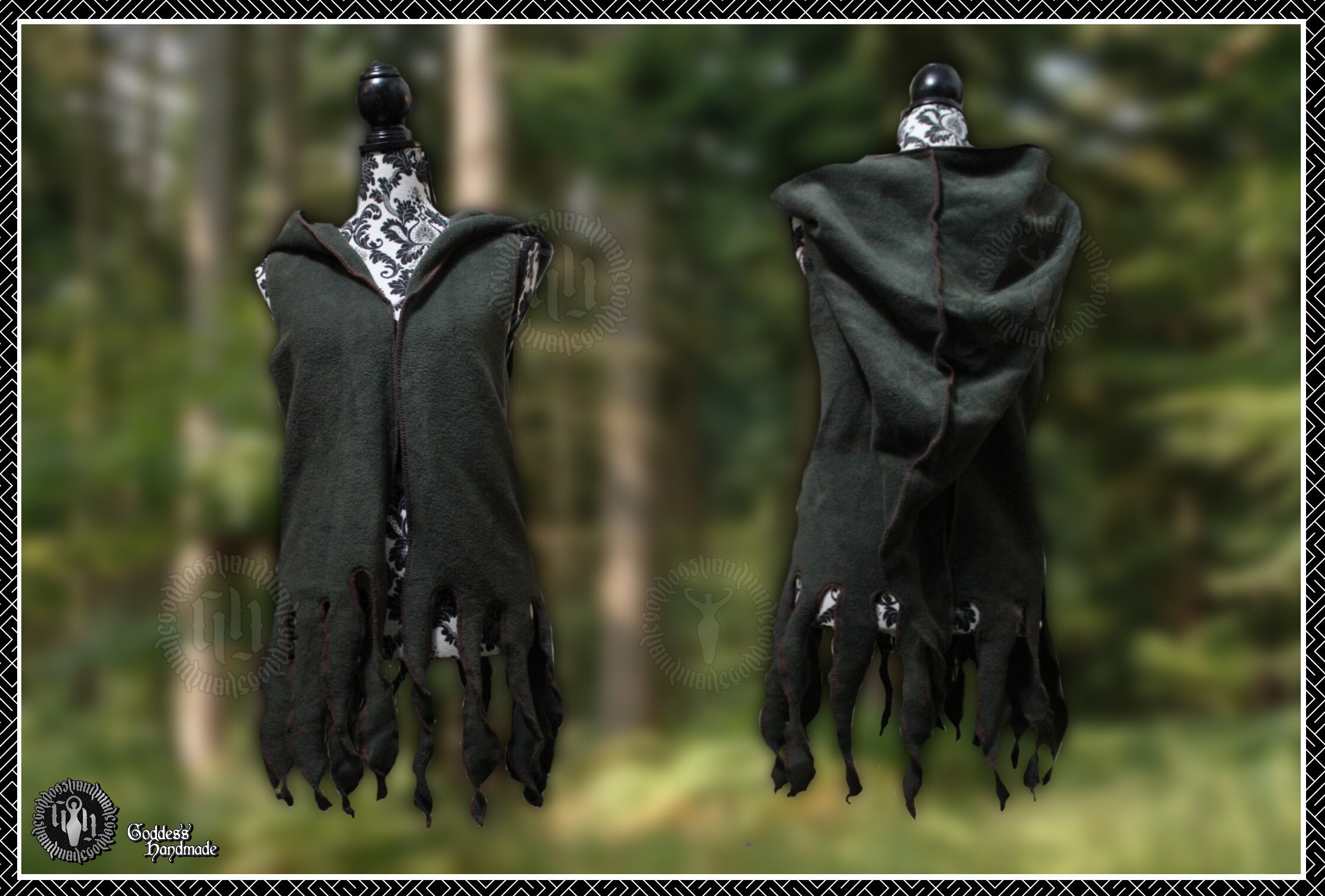 Image of Funky Fleece Tendril Vest, Waistcoat With Oversize Pixie Hood Pagan, Festival, Psy Trance, Faerie, Elven