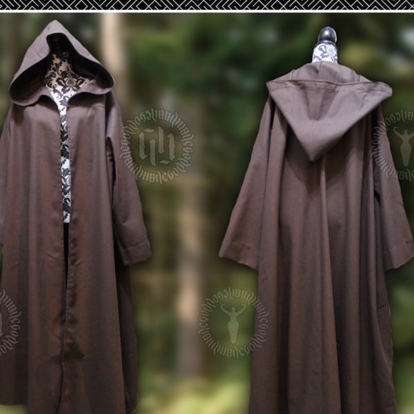 Monks robes, Ritual Robes, Witch, Druid, Pagan, space knight, sci-fi monk, hooded coat, LARP, Ren, hooded cloak,