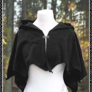 Bat capelet, polar fleece, pixie points and long pixie hood. Halloween , vampire, gothic
