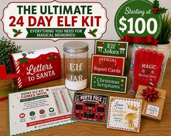 The Ultimate Elf Kit Package: 24 Days of Activities + ALL the Elf Accessories Bundle Packages