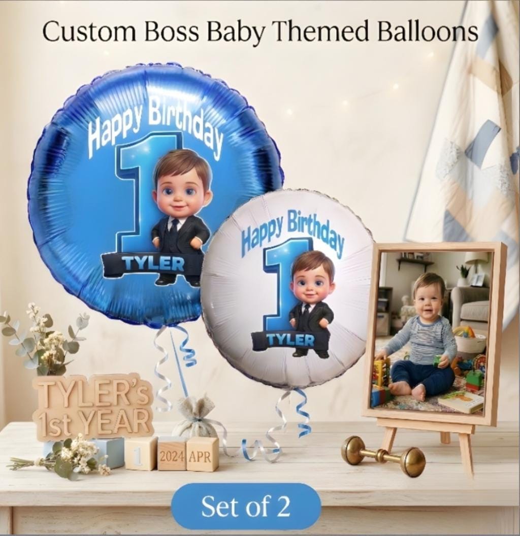 Baby 1st Birthday Boss Baby Themed Balloons - Etsy