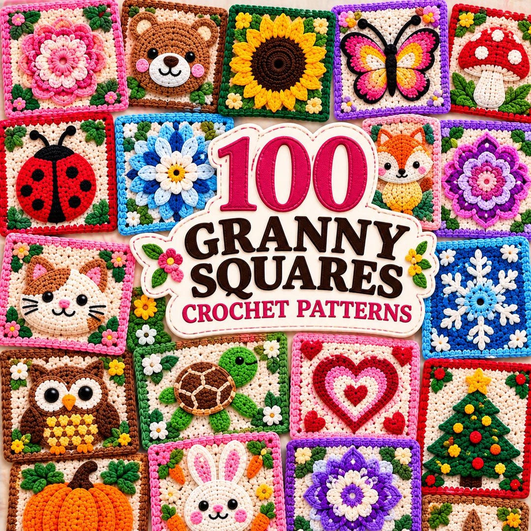 100 Granny Square Crochet Patterns, Floral & Geometric Motifs PDF ...
