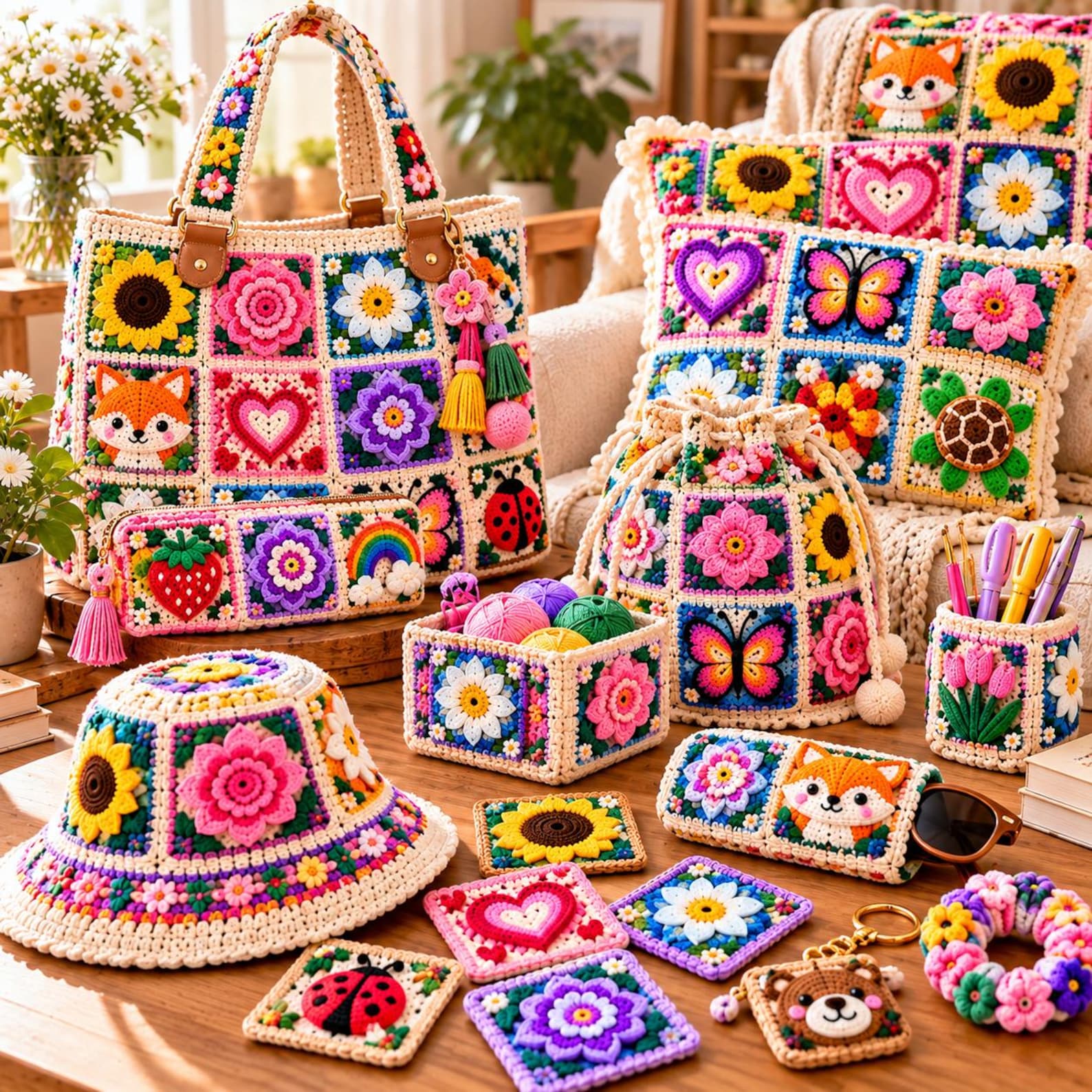 100 Granny Square Crochet Patterns, Floral & Geometric Motifs PDF ...
