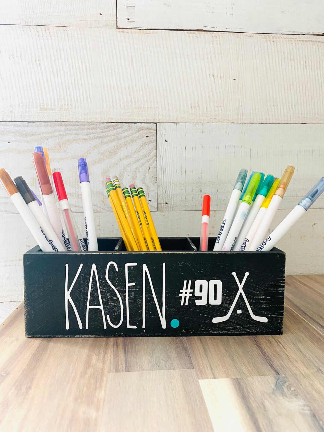 Hockey Pencil Box Hockey Desk Decor Hockey Player Gift Hockey School Supplies Hockey Pencils Etsy