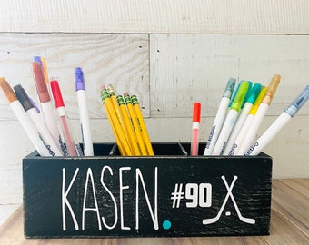 Hockey pencil box - hockey desk decor - hockey player gift - hockey school supplies - hockey pencils