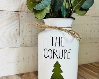 Holiday decor - Personalized vase - personalized christmas gift - holiday gift - new home gift - neighbor gift - holiday party gift