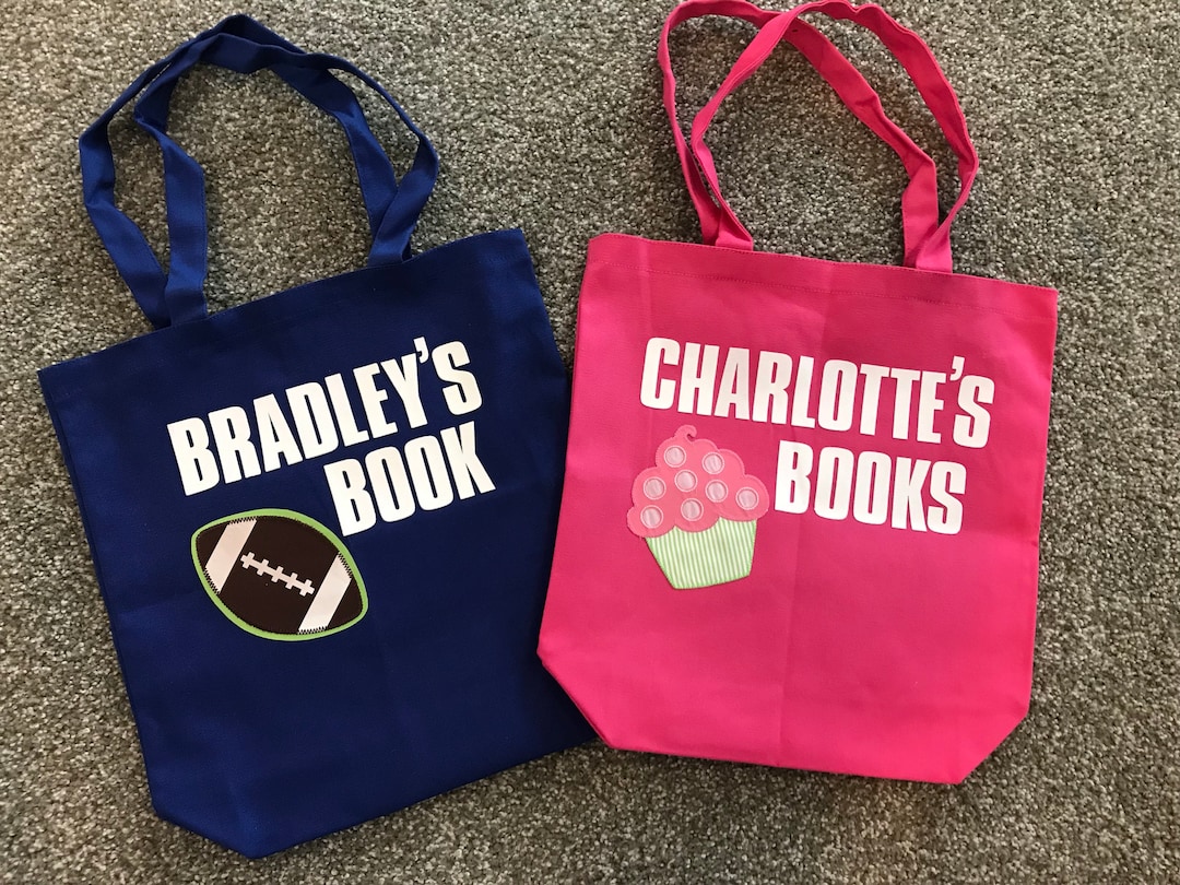 Kids Book Bag Children's Book Bag library Book Tote Gift for Kids Back