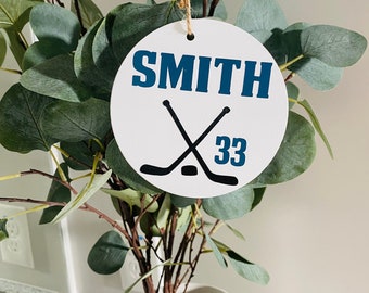 Personalized hockey ornament - hockey player gift!