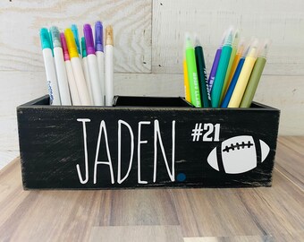 Football pencil holder - football desk decor - football player gift - football school supplies - football season gift - football room